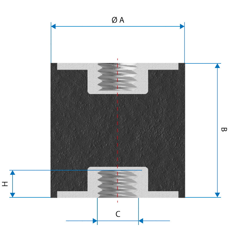 Radiaflex SE111 dimensions with two tapped holes